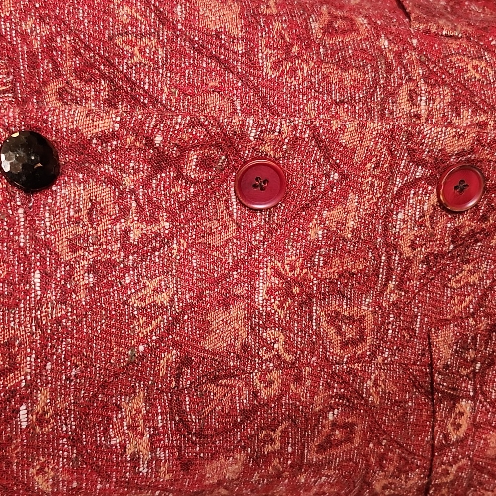 Karl Lagerfeld Tapestry Vintage Vest Double Flap Collar Wool/Silk Button Up Rust - Picture 6 of 12
